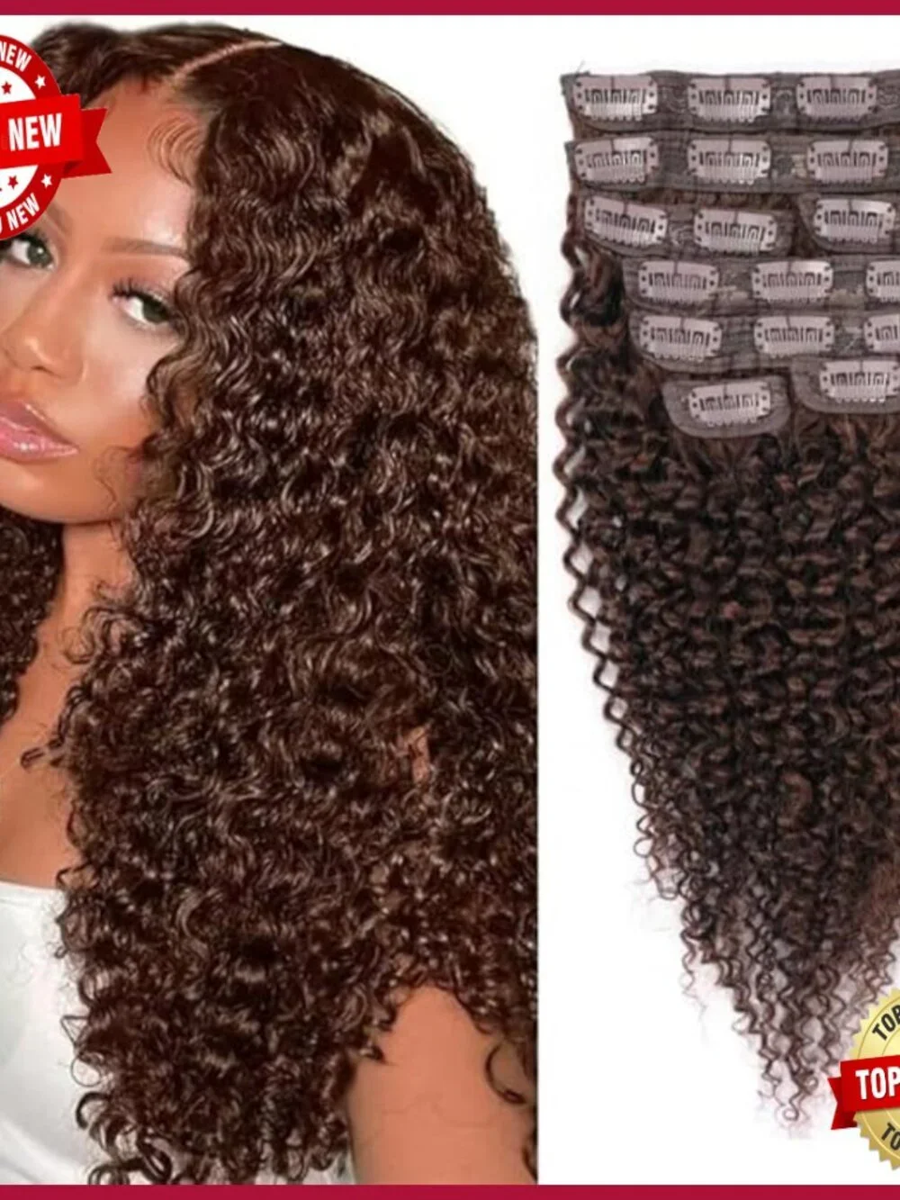 20 Inch Kinky Curly Clip In Hair Extensions 8Pcs 110g Human Hair